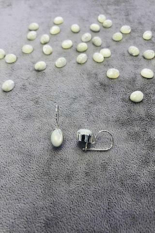 Sedef Taşlı Gümüş El Işi 925 Ayar Küpe Taş N11.80636