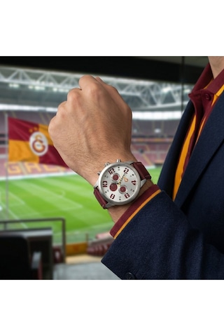 Galatasaray Orijinal Lisanslı Siyah Deri Kol Saati Çelik