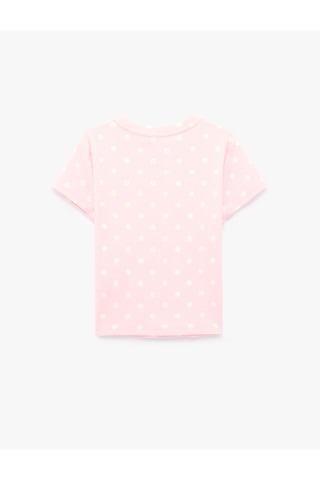 Koton Pamuklu Slim Fit Bisiklet Yaka Puantiyeli Kısa Kollu Tişört Pembe Desenli 6sal10902ık
