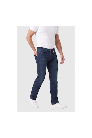 Deepsea Erkek Regular Fit Standart Kesim Likralı Taşlanmış Koyu Lacivert Kot Pantolon Esnek Pamuklu Jean 2600982
