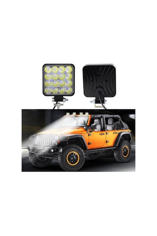16 Led Kare Off Road Iş Makinası Çalışma Lambası Sis Farı