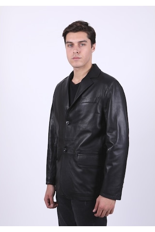 New Zaya Leather Erkek Blazer Deri Ceket Hakiki Deri Siyah