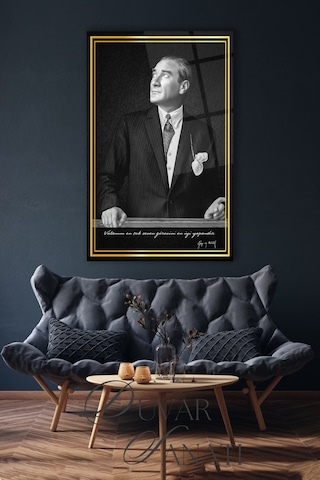 Mustafa Kemal Atatürk Ve Sözleri Cam Tablo Evlika,modern Ev Ofis Salon Duvar Dekoru,hediyelik