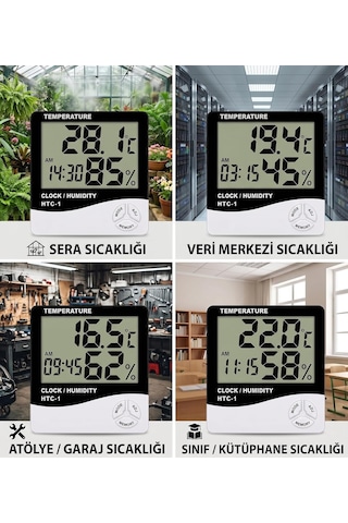 Lexroo Bebek Odası, Ev, Ofis Ve Soğuk Hava Deposu İçin Saatli Sıcaklık Ve Nem Ölçer