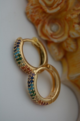 Stoneagejewellery Stoneage Zirkon Taşli Kilitli Küpe N11.88570 Çok Renkli