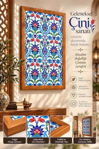 Çini Karolu Ahşap Çerçeve