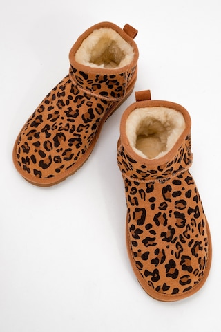 Luvishoes Luvi Shoes Zaz Taba Desenli Hakiki Deri Kadın Bilekte Bot Taba