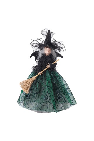 Cadı Bebek Dekorasyonu Büyülü Hayaletsiz Cadı Bebeği Cadılar Bayramı Yeşil
