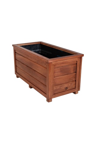 Kaf Ahşap Dekoratif Ahşap Saksı - Uzun / Maun