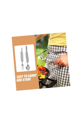 2 Adet Açık Hava Çok Amaçlı Sofra Takımı Taşınabilir Gereçler Piknik Çatal Bıçak Takımı Kamp Kaşık Çatal Katlanabilir Çatal Diğer