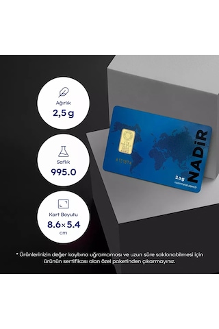 Nadir 2,5 Gram 24 Ayar 995 Milyem Külçe Altın 2,5 Gr Yatırımlık Altın