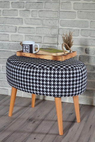 Valente Oval Puf Kazayağı Desenli Kazayağı