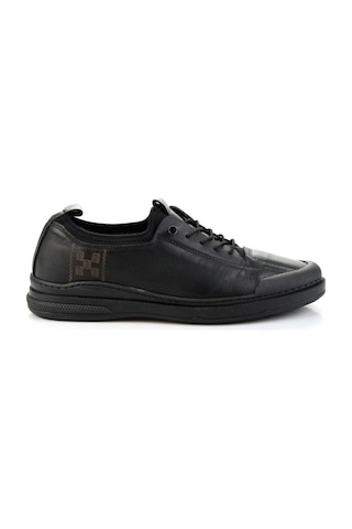 Siyah Hakiki Deri Erkek Sneaker E01084240843 Siyah