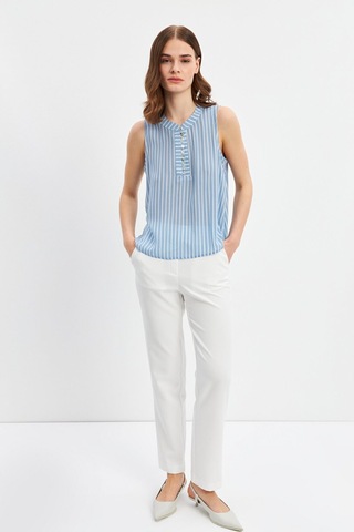 Stella Pulvis Mavi Düğme Detaylı Kolsuz Bluz Mavi