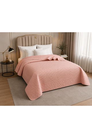 Kapreo Home Çok Amaçlı Çift Kişilik Yatak Örtüsü 200 X 220 Bej - Pembe
