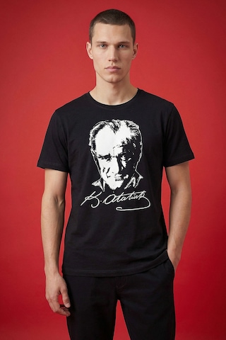 Tommy Life Siyah Ay Yıldız Baskılı Unisex T-shirt - 88510
