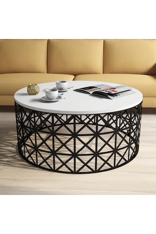 Selin Metal Ferforje Orta Sehpa - Beyaz