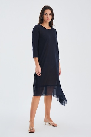 Peraluna Bol Ince Yazlık Şifonlu Kadın Triko Elbise Lacivert Lacivert