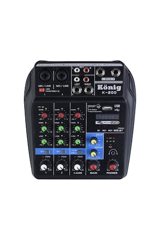 König 4 Kanal Stüdyo Kayıt Deck Mikser K-200 Pc Bağlantılı