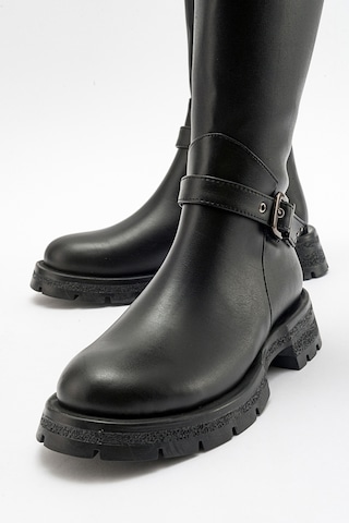 Luvishoes Covela Siyah Cilt Kadın Çizme Siyah