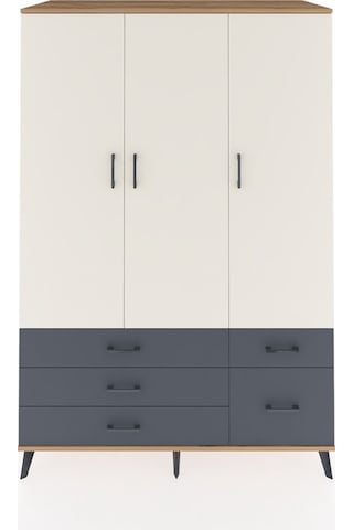 Kronos Dolap 5 Raflı 5 Çekmeceli Tek Askılı 132x59x195 Çam-aytaşı/antrasit Aytası/antrasıt