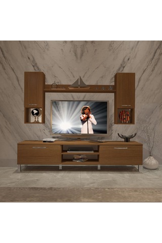 Decoraktiv Eko 5da Mdf Dvd Krom Ayaklı Tv Ünitesi Tv Sehpası Ceviz