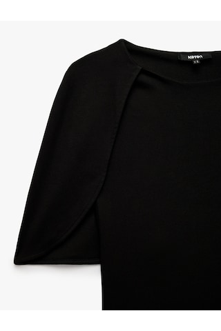 Koton Pamuklu Slim Fit Bisiklet Yaka Pelerin Kollu Tişört Siyah 7wak50014pk