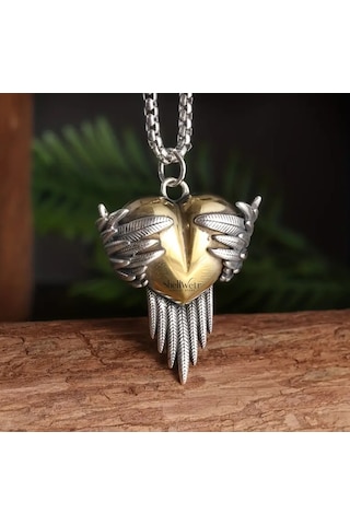 Golden Embrace Metalic Tarz 925 Ayar Gümüş Zincir Unisex Kolye Gümüş