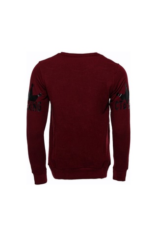 Bordo Taşlı Baskılı Sweatshirt - Wessi Siyah