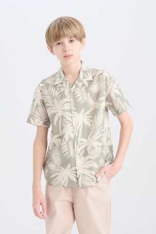 DeFacto Erkek Çocuk Oversize Geniş Kalıp Polo Yaka Palmiye Desenli Kısa Kollu Gömlek D7780A825SMGN497