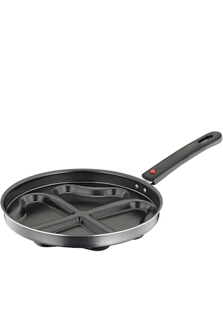 Kalpli Krep Pankek Ve Omlet Tavası 24cm 4 Gözlü Alüminyum Yapışmaz siyah