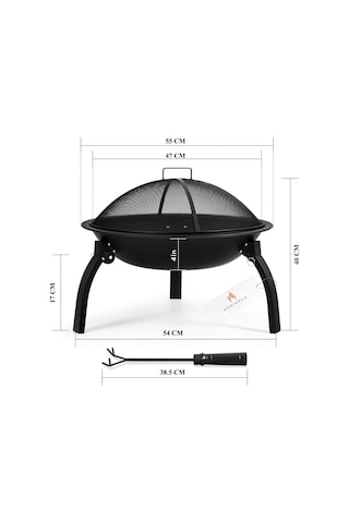 Somıneco Metal 4 Parça İthal Katlanabilir Ve Taşınabilir Ateş Çukuru-mangal Şömine Bahçe Isıtma Kamp 54 Cm