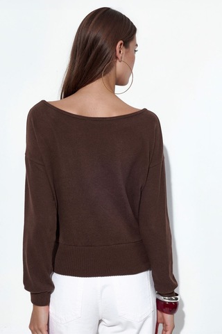 Hiccup Busem Kadın Kısa Bisiklet Yaka Sweatshirt Kahverengi