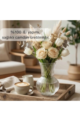 Selen Concept Pure Model Cam Küçük Boy Vazo Şeffaf