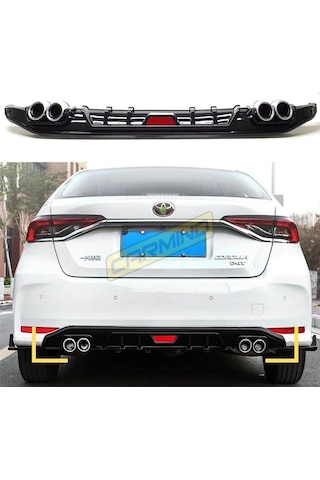 Carmind Toyota Corolla Uyumlu Uyumlu Arka Tampon Difüzörü Piano Black 2019-2021