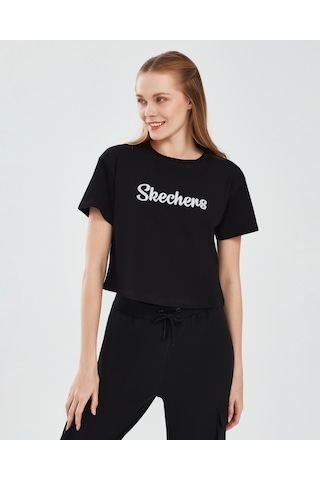 Skechers Graphic T-Shirt W Short Sleeve Kadın Siyah Tshirt S241212-001 Siyah