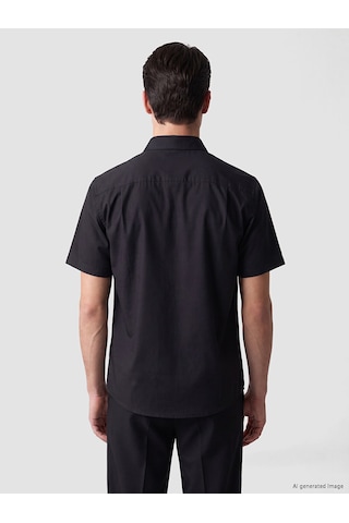 Lcw Busıness Siyah Regular Fit Armürlü Erkek Gömlek