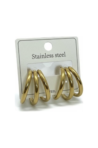 Altın Renk Kalın Halka Küpe - Çelik Stainless Steel Çok Renkli