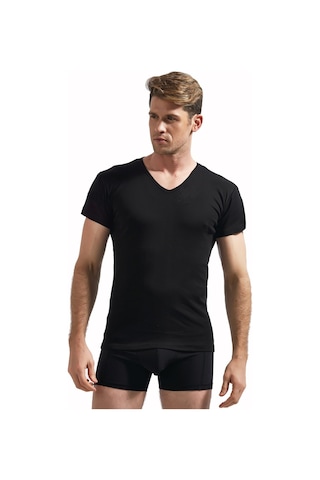 Josejuan 3'lü Erkek Atlet Yarım Kollu V Yaka %100 Pamuk Ribana 3206-siyah - Beyaz - Gri Melanj