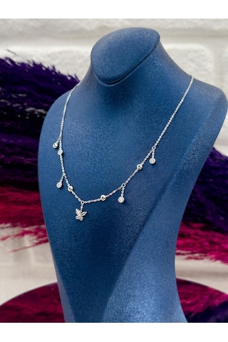 925 Ayar Gümüş Özel Tasarım Şans Modeli Lüks Kadın Kolye Gümüş