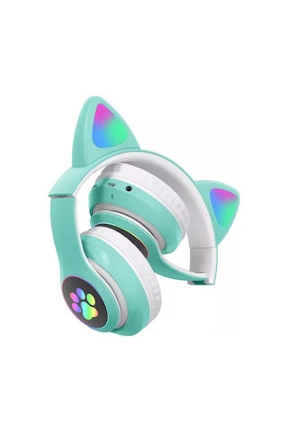 Kedi Kulağı Detaylı Kablosuz Rengarenk Işıklı Bluetooth Rgb Çocuk Oyuncu Kulaklık Üstün Performans