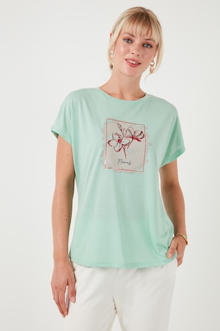 Lela Baskılı Bisiklet Yaka Regular Fit Bayan T Shirt 6671002 Mint