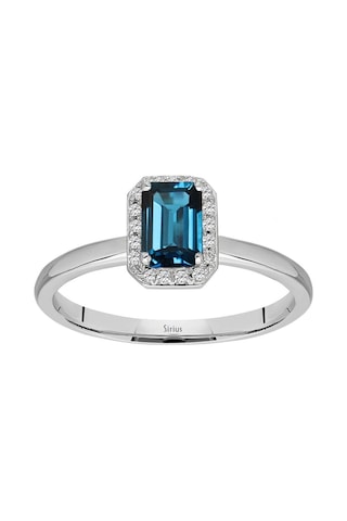 Sirius Pırlanta Ve Emerald Cut London Blue Topaz Yüzük 0831R0034