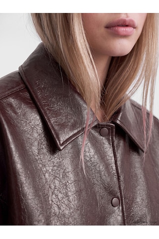 Lcw Vision Bordo Oversize Kadın Deri Görünümlü Ceket