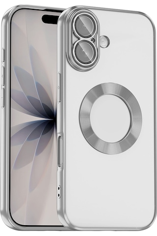 Apple Uyumlu iPhone 17 Kılıf Kamera Korumalı Logo Gösteren Zore Omega Kapak - Gümüş Gümüş