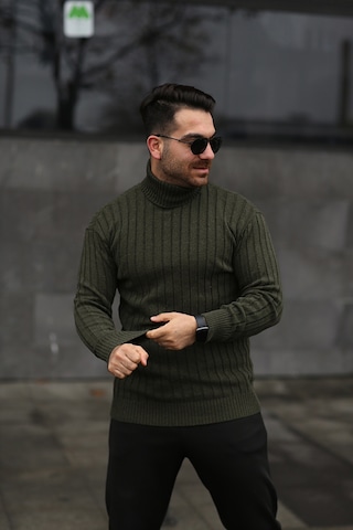 Martino Butik Unisex Balıkçı Yaka Triko Haki Kazak Haki
