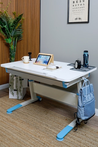 Sirius Basic Yükseklik Ve Eğim Ayarlı, Çekmeceli Bilgisayar Ve Oyuncu Masası, Çalışma Masası, Mavi Gri