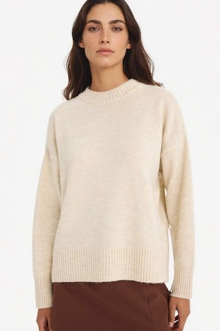 Defacto Oversize Geniş Kalıp Bisiklet Yaka Kazak F3895ax25wner105 Ekru