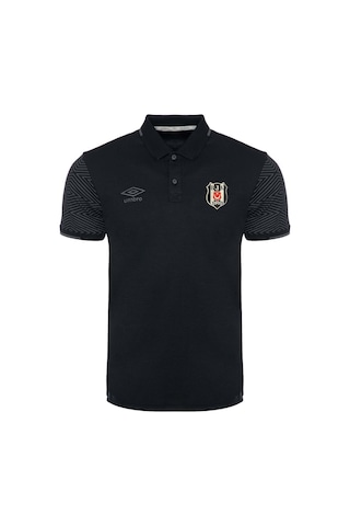 Beşiktaş Orijinal Lisanslı Polo Yaka Siyah Spor T-shirt SIYAH