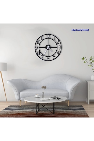 Metal Duvar Saati 40 Cm - Sessiz Mekanizma Mat Siyah Elektrosta Siyah